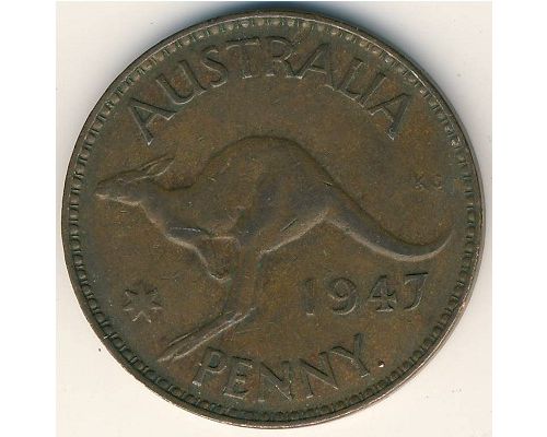 1 пенни 1947 год Австралия (p) Perth