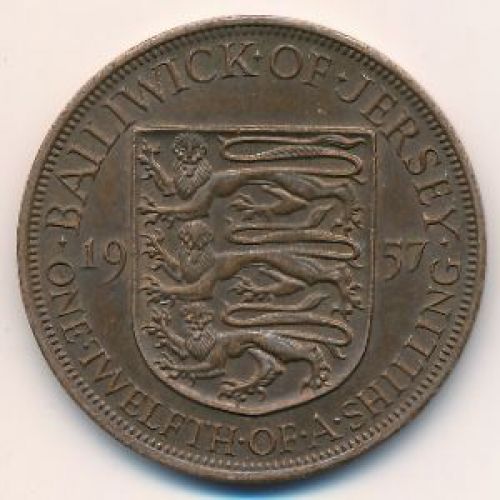 1/12 шиллинга 1957 год Джерси. Елизавета II