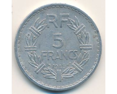 5 франков 1945 год Франция