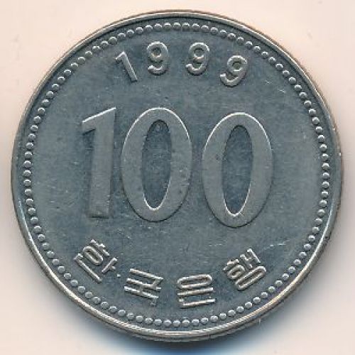 100 вон 1999 год. Южная Корея