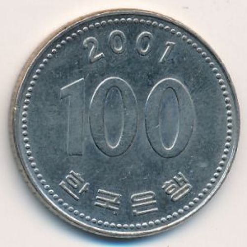100 вон 2001 год. Южная Корея