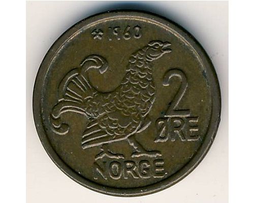 2 эре 1960 год Норвегия Шотландская куропатка