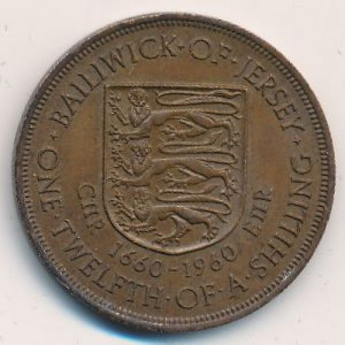 1/12 шиллинга 1960 год Джерси. 300 лет Чарльз II