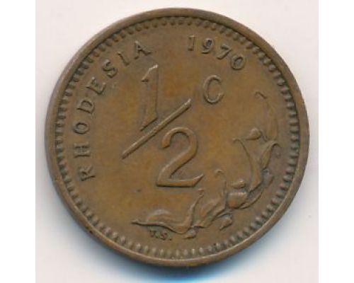 1/2 цента 1970 год Родезия