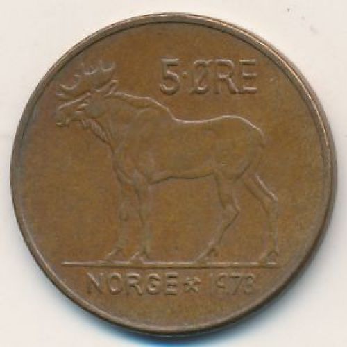 5 эре 1973 год. Норвегия. Лось