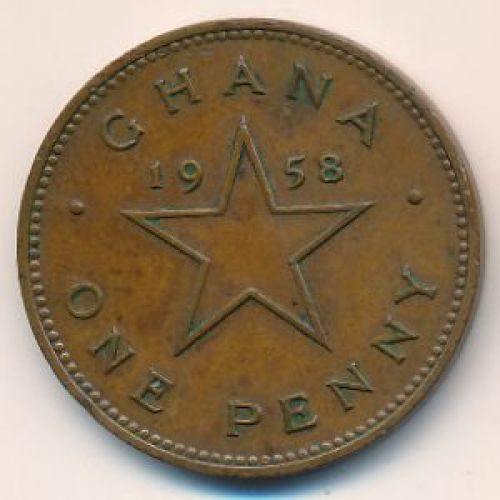 1 пенни 1958 год Гана. Кваме Нкрума