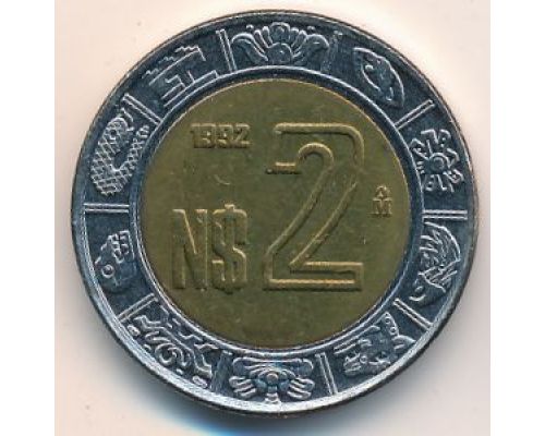 2 новых песо 1992 год Мексика