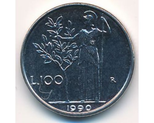100 лир 1990 год Италия Маленькая