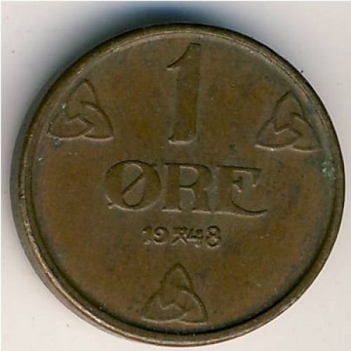 1 эре 1948 год. Норвегия