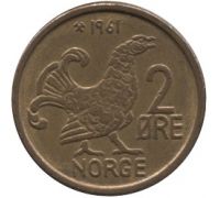 2 эре 1961 год Норвегия Шотландская куропатка