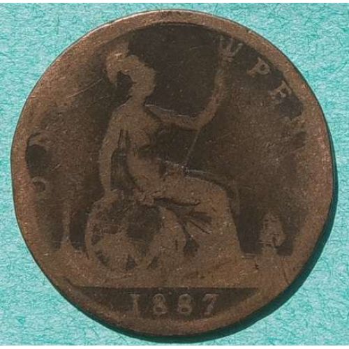 1 пенни 1887 год Великобритания one penny Королева Виктория