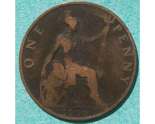 1 пенни 1900 год Великобритания one penny Королева Виктория №2