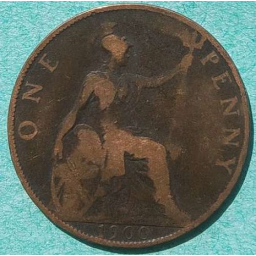 1 пенни 1900 год Великобритания one penny Королева Виктория №2