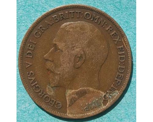 1 пенни 1916 год Великобритания one penny Георг V №2