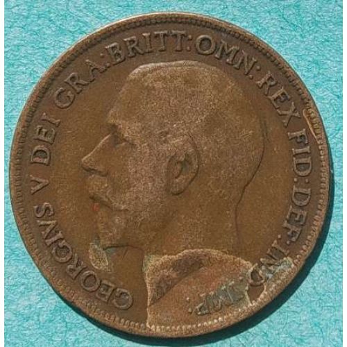 1 пенни 1916 год Великобритания one penny Георг V №2