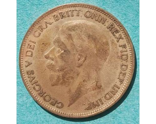 1 пенни 1927 год Великобритания one penny Георг V №2