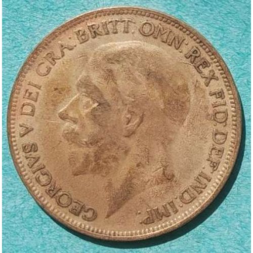 1 пенни 1927 год Великобритания one penny Георг V №2