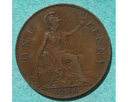 1 пенни 1936 год Великобритания one penny Георг V №3