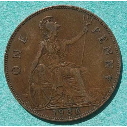 1 пенни 1936 год Великобритания one penny Георг V №3