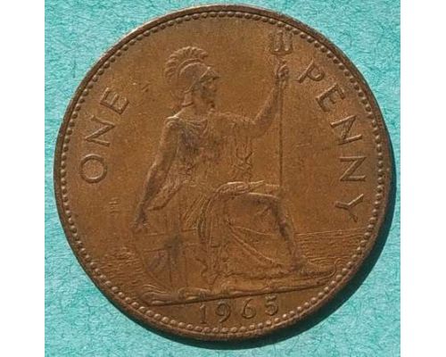 1 пенни 1965 год Великобритания one penny Елизавета II