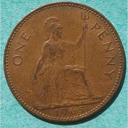 1 пенни 1965 год Великобритания one penny Елизавета II