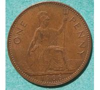 1 пенни 1966 год Великобритания one penny Елизавета II