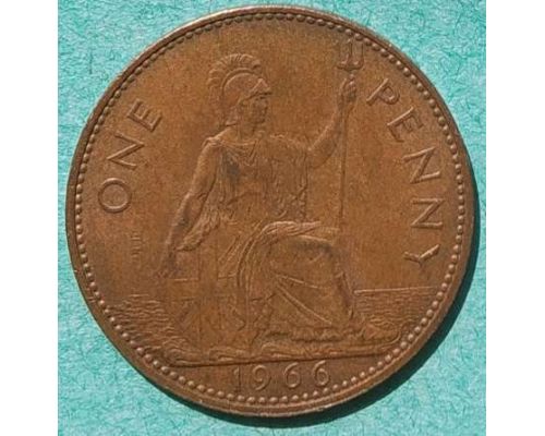 1 пенни 1966 год Великобритания one penny Елизавета II