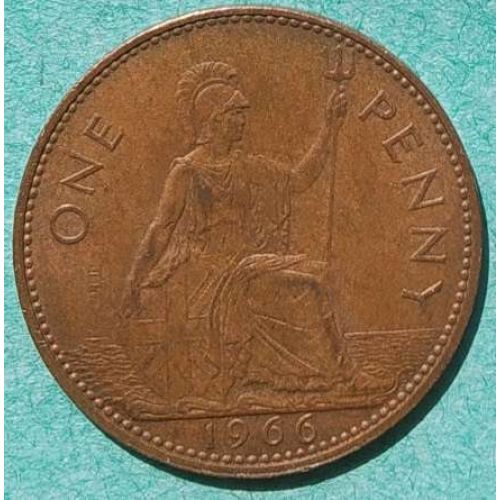 1 пенни 1966 год Великобритания one penny Елизавета II