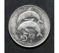 5 крон 1996 год Исландия Дельфины