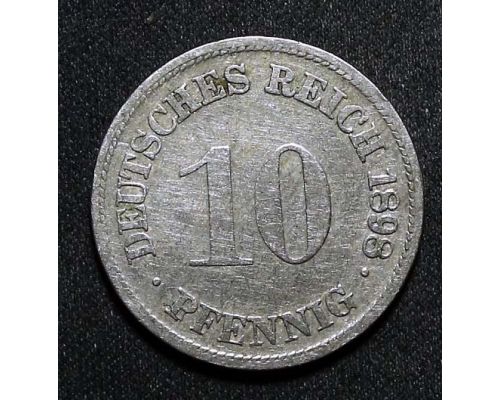10 пфеннигов 1898 год D Германия (Германская Империя) Состояние VF