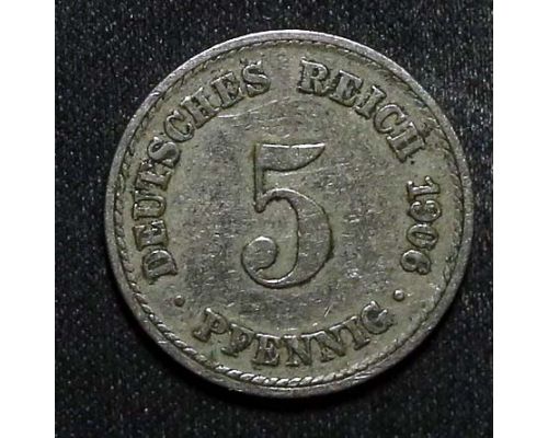 5 пфеннигов 1906 год А Германия (Германская Империя) Состояние VF