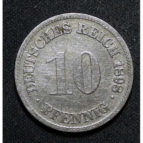 10 пфеннигов 1898 год D Германия (Германская Империя) Состояние VF