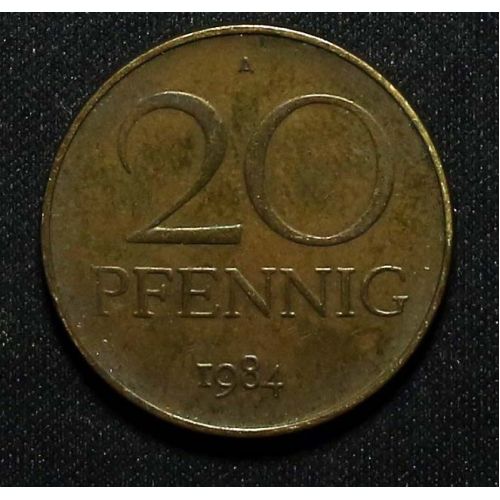 20 пфеннигов 1984 год А Германия ФРГ Состояние F