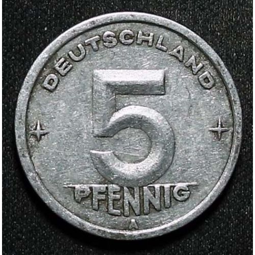 5 пфеннигов 1949 год А Германия ГДР Состояние F