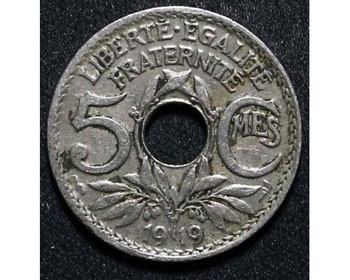 5 сантимов 1919 года Франция (сентим)