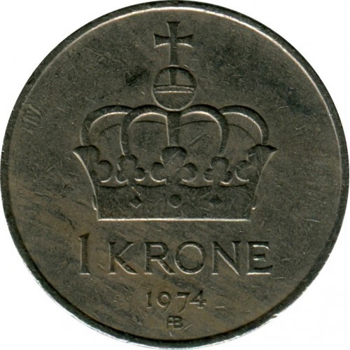 1 крона 1974 год Норвегия