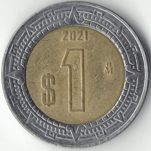 1 новый песо 2021 год Мексика
