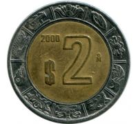 2 новых песо 2000 год Мексика