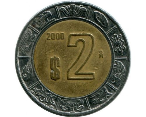 2 новых песо 2000 год Мексика