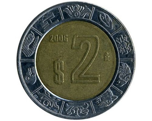 2 новых песо 2006 год Мексика