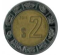 2 новых песо 2011 год Мексика