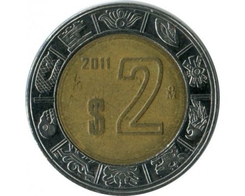 2 новых песо 2011 год Мексика