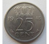 25 центов 1948 год Нидерланды