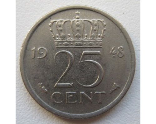 25 центов 1948 год Нидерланды