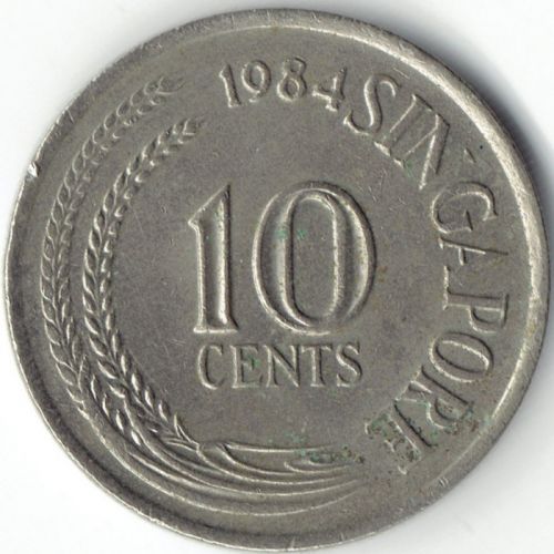 10 центов 1984 год Сингапур