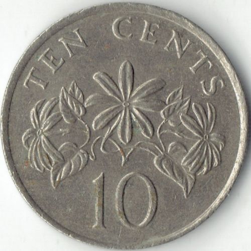 10 центов 1990 год Сингапур