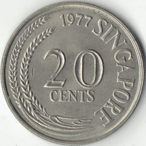 20 центов 1977 год Сингапур