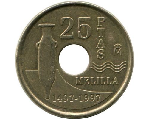 25 песет 1997 год Испания Мелилья