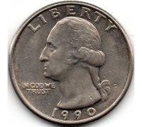 1 квотер 25 центов 1990 D года США