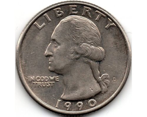 1 квотер 25 центов 1990 D года США